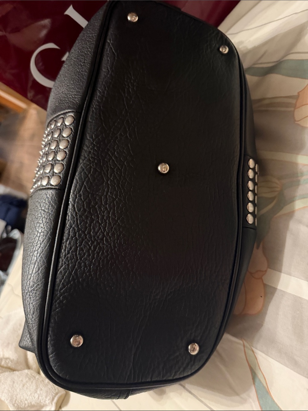 YSL Studded Black Leather Satchel Bag - Picture 4 of 11